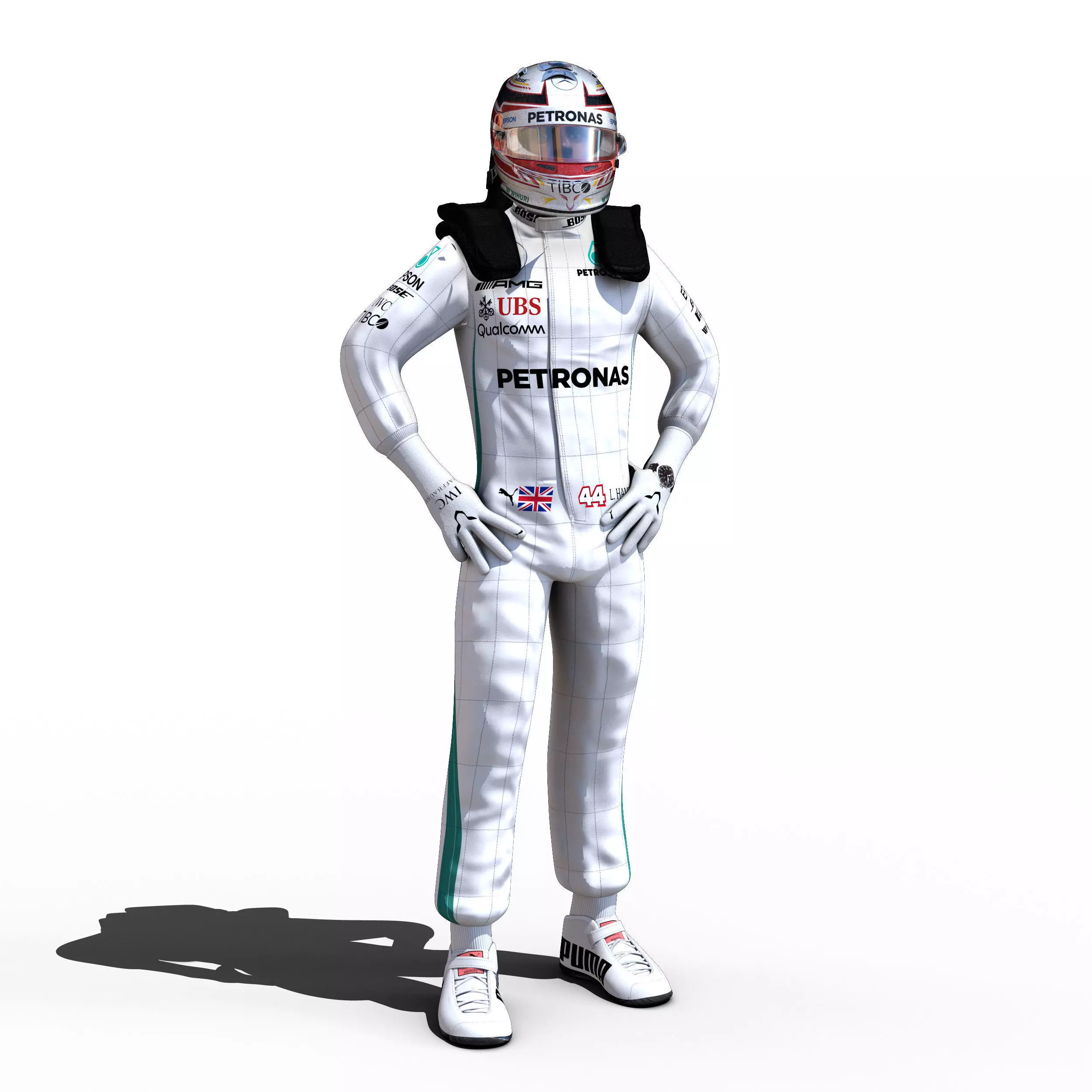 Lewis Hamilton 2018 Low-poly 3D model_0