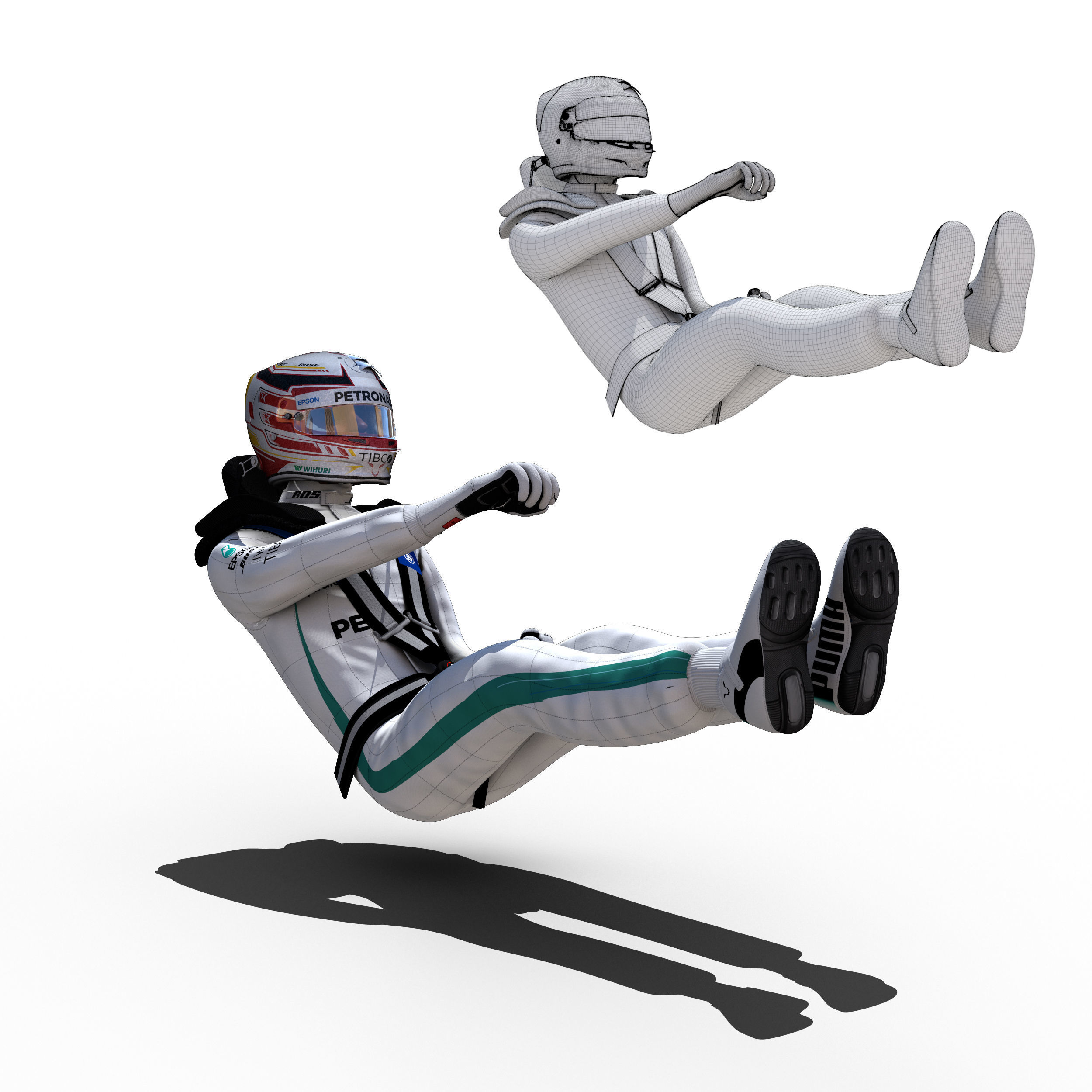 Lewis Hamilton 2018 Low-poly 3D model_1