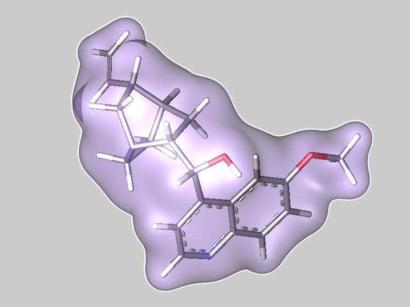Quinine molecule 3D model_3