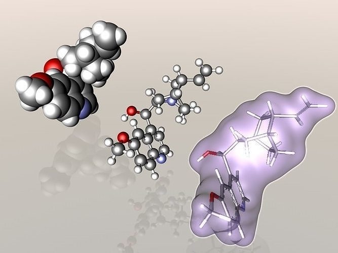 Quinine molecule 3D model