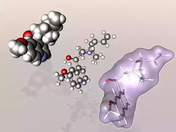 Quinine molecule 3D model