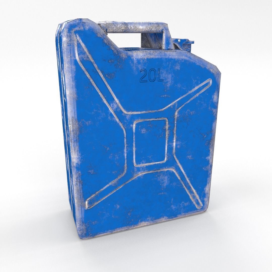 Jerry Can Low Poly 3 Worn PBR Low-poly 3D model_3