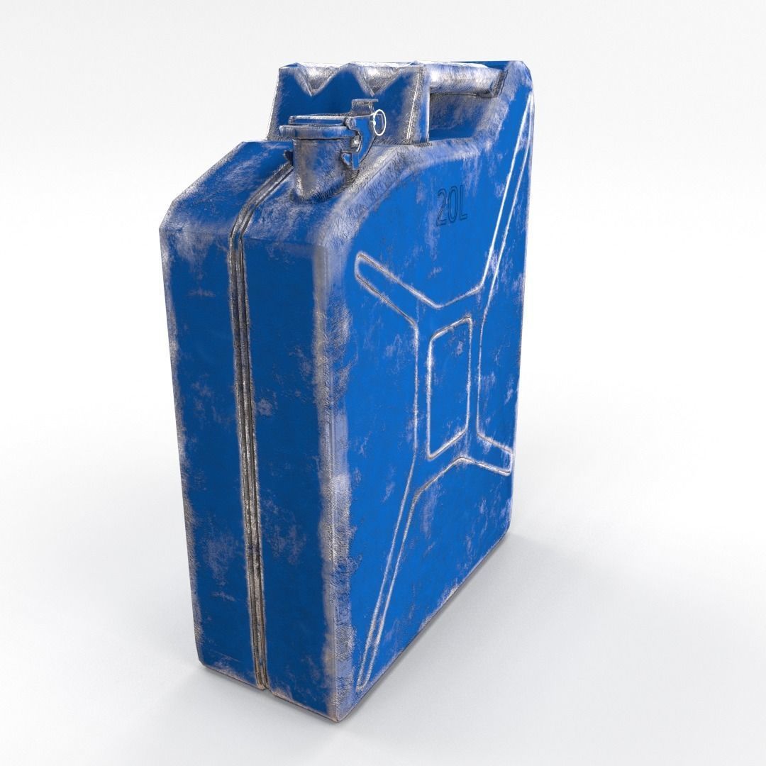 Jerry Can Low Poly 3 Worn PBR Low-poly 3D model_4