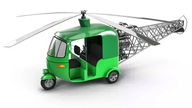 Auto Helicopter Low-poly 3D model