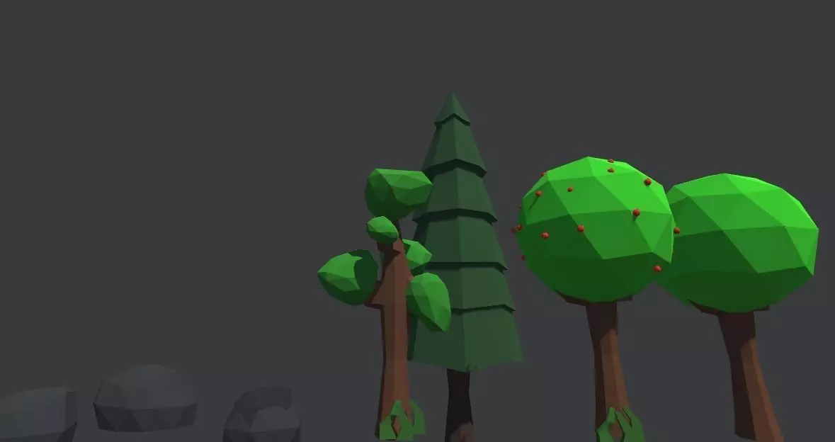Low Poly Plants group of trees in polygons 3D print model