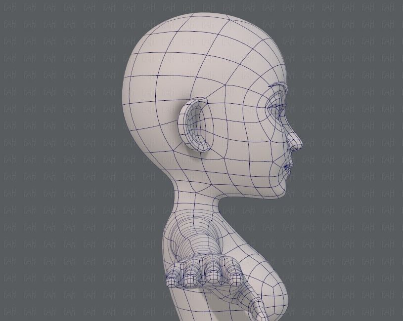 Base mesh woman 14 Low-poly 3D model_27