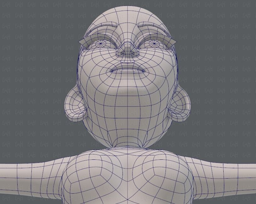 Base mesh woman 14 Low-poly 3D model_44