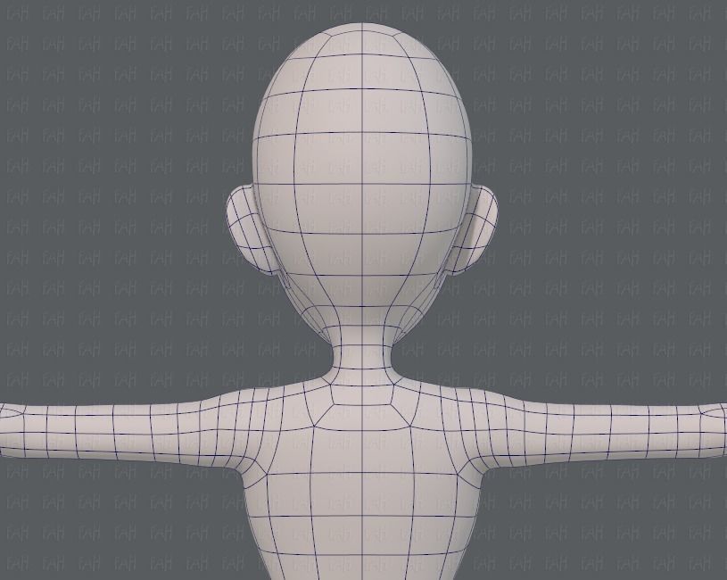 Base mesh woman 14 Low-poly 3D model_29