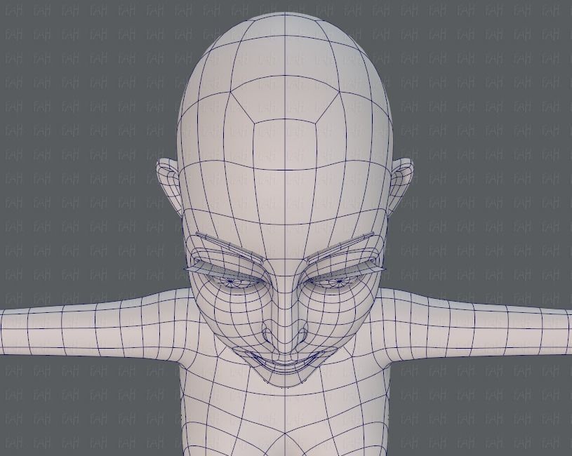 Base mesh woman 14 Low-poly 3D model_42
