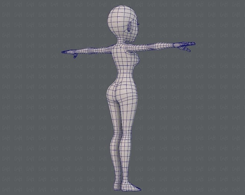 Base mesh woman 14 Low-poly 3D model_12