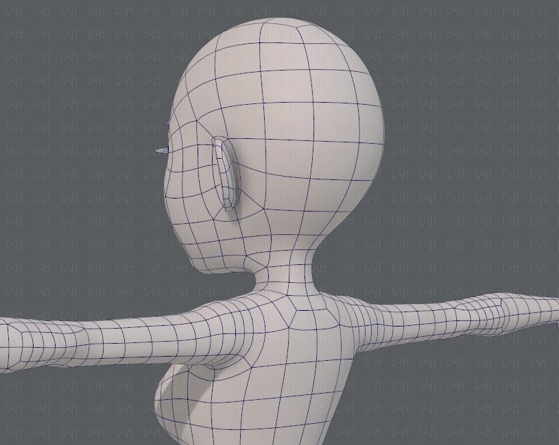 Base mesh woman 14 Low-poly 3D model_30