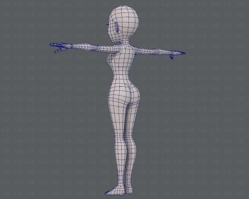 Base mesh woman 14 Low-poly 3D model_14