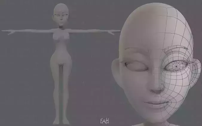 Base mesh woman 14 Low-poly 3D model