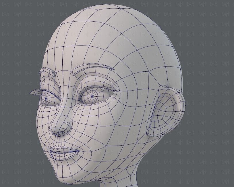Base mesh woman 14 Low-poly 3D model_38