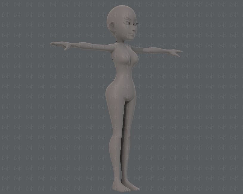Base mesh woman 14 Low-poly 3D model_2