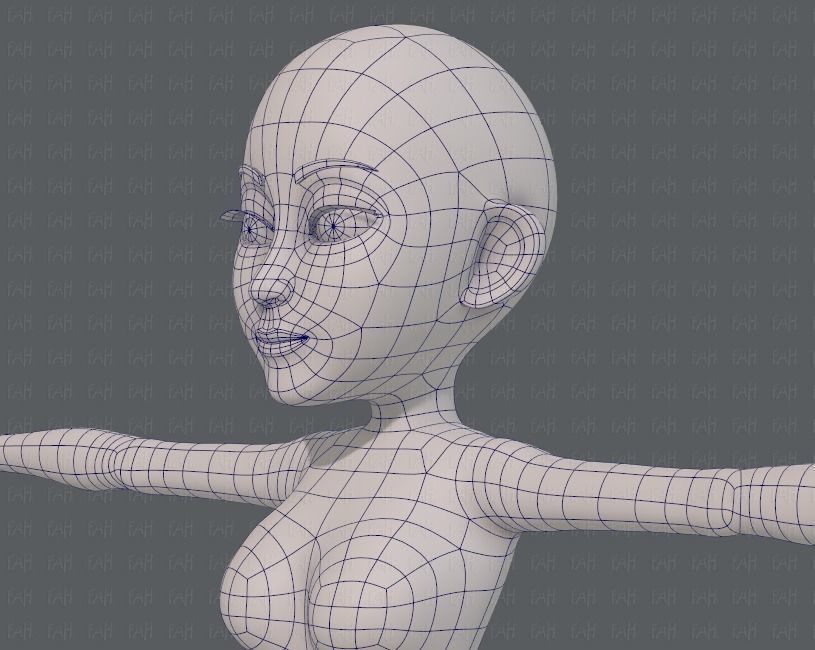 Base mesh woman 14 Low-poly 3D model_32