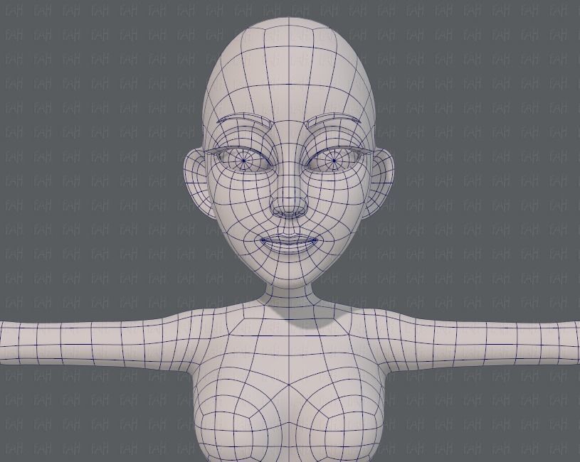Base mesh woman 14 Low-poly 3D model_25