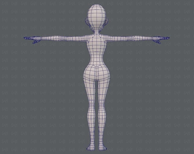 Base mesh woman 14 Low-poly 3D model_13