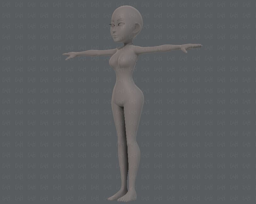 Base mesh woman 14 Low-poly 3D model_8
