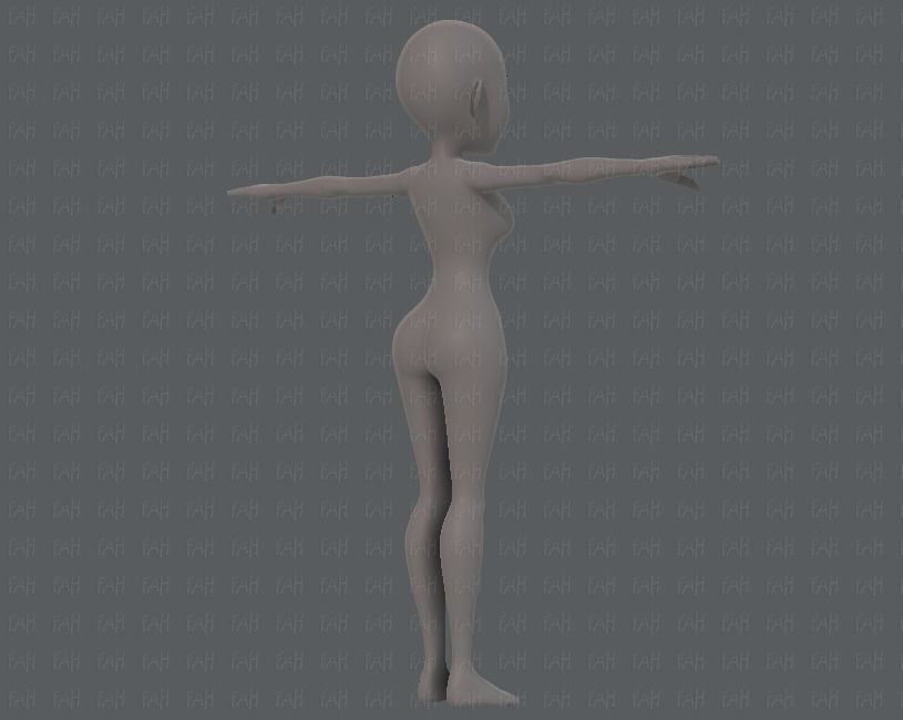 Base mesh woman 14 Low-poly 3D model_4
