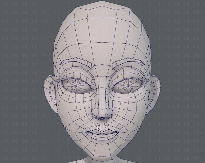 Base mesh woman 14 Low-poly 3D model_36