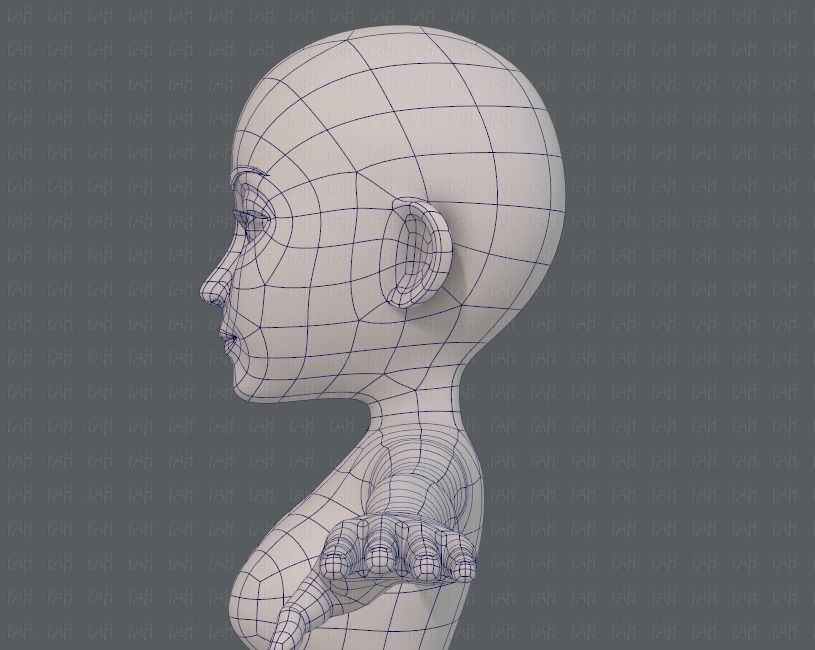 Base mesh woman 14 Low-poly 3D model_31