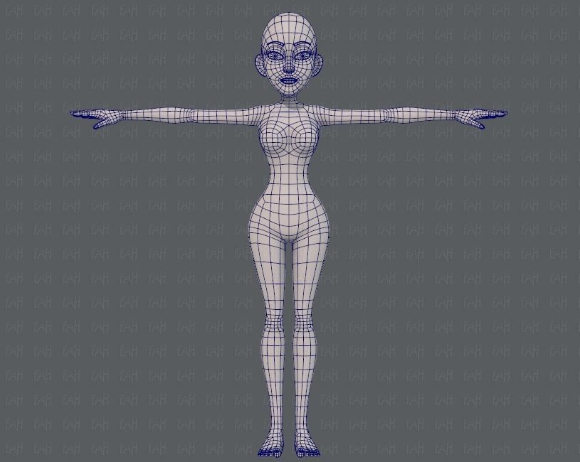 Base mesh woman 14 Low-poly 3D model_9