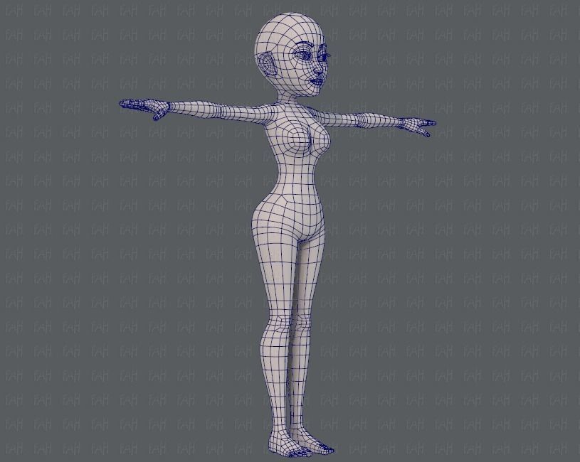 Base mesh woman 14 Low-poly 3D model_10