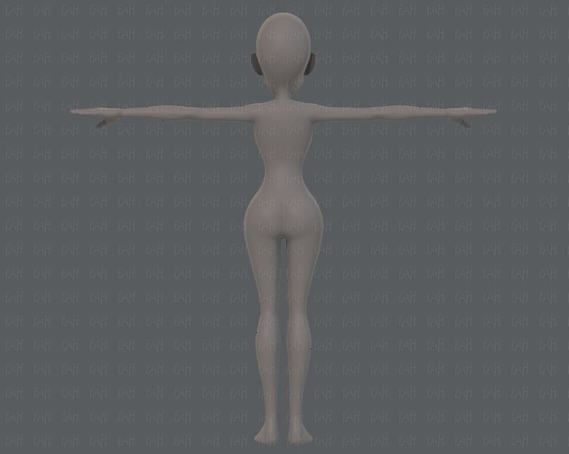Base mesh woman 14 Low-poly 3D model_5