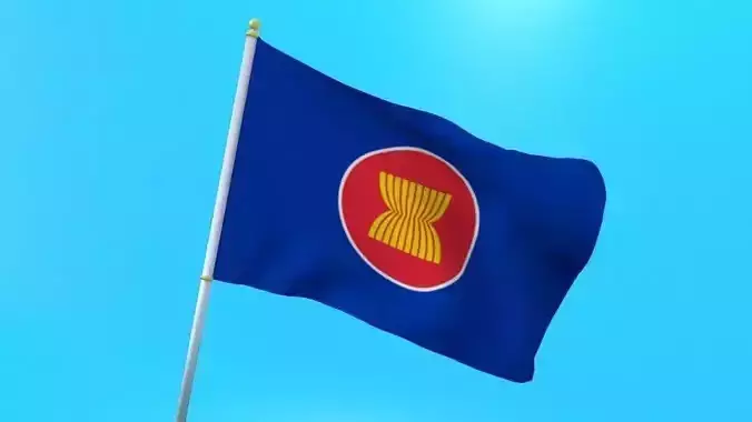 Asean flag animated low poly 3D model