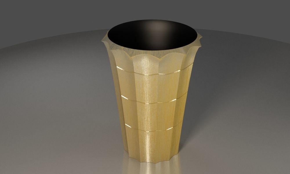 Vase with yellow metal material 3D model_1