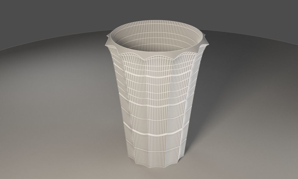 Vase with yellow metal material 3D model_7