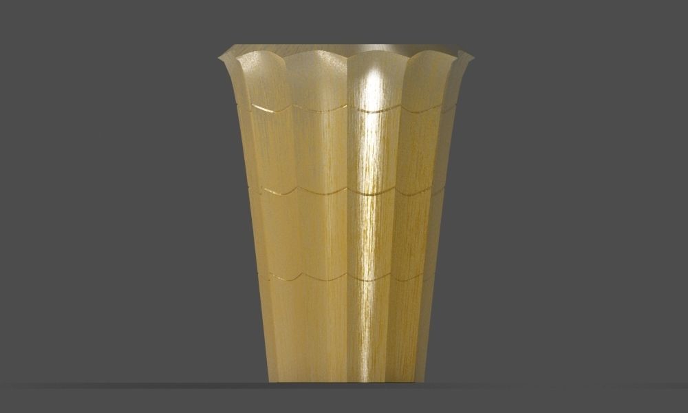 Vase with yellow metal material 3D model_3