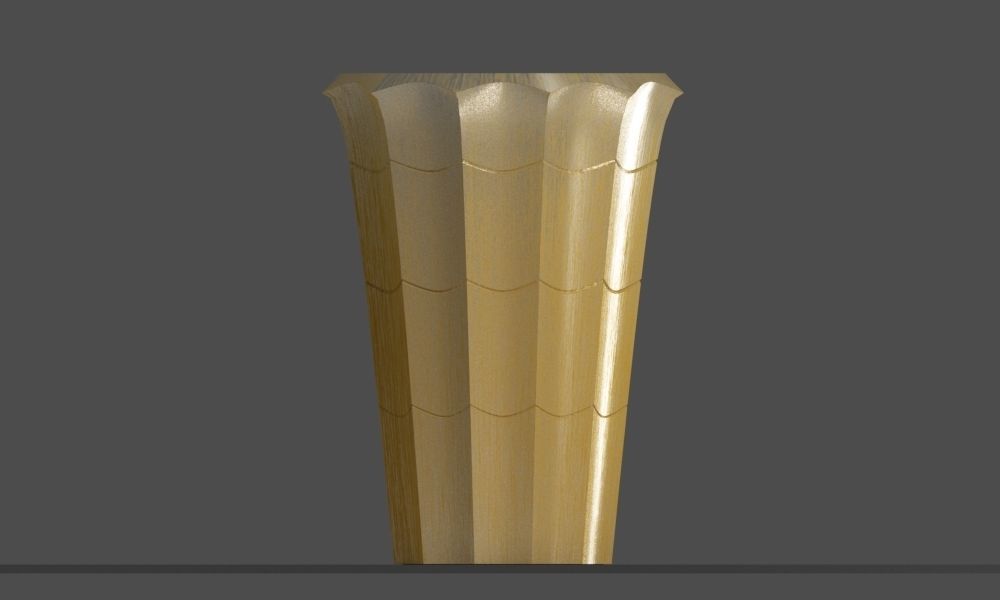 Vase with yellow metal material 3D model_2