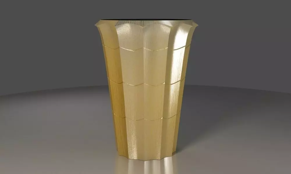 Vase with yellow metal material 3D model_0