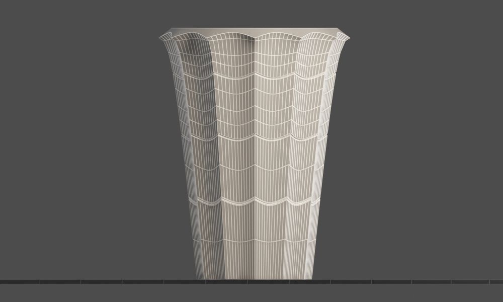 Vase with yellow metal material 3D model_6