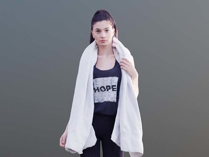 Myriam 10016 - Sporty girl with towel Low-poly 3D model