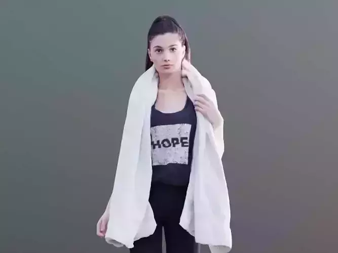 Myriam 10016 - Sporty girl with towel Low-poly 3D model