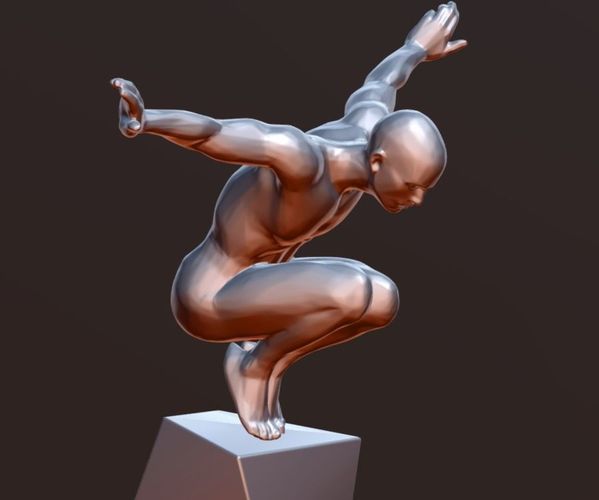 Jumping man off of pedestal 3D print model