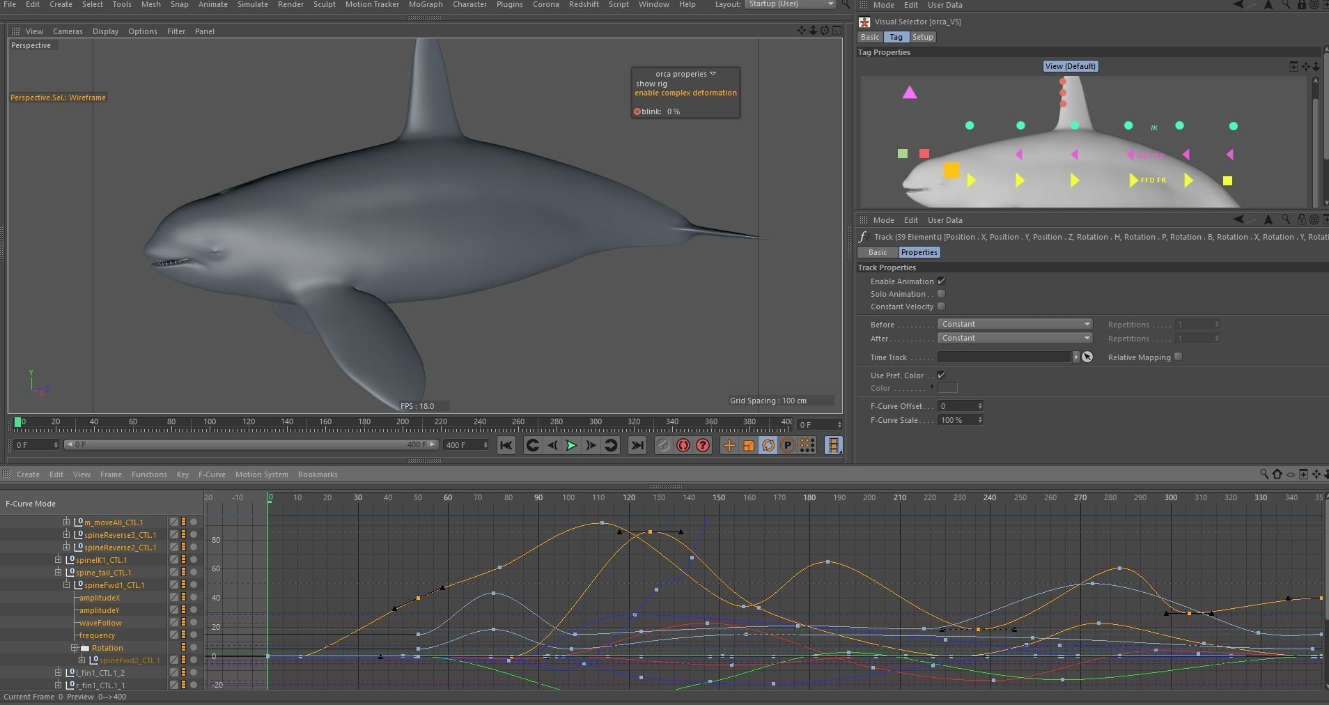 Killer whale rigged and animated for Cinema 4d Low-poly 3D model_24
