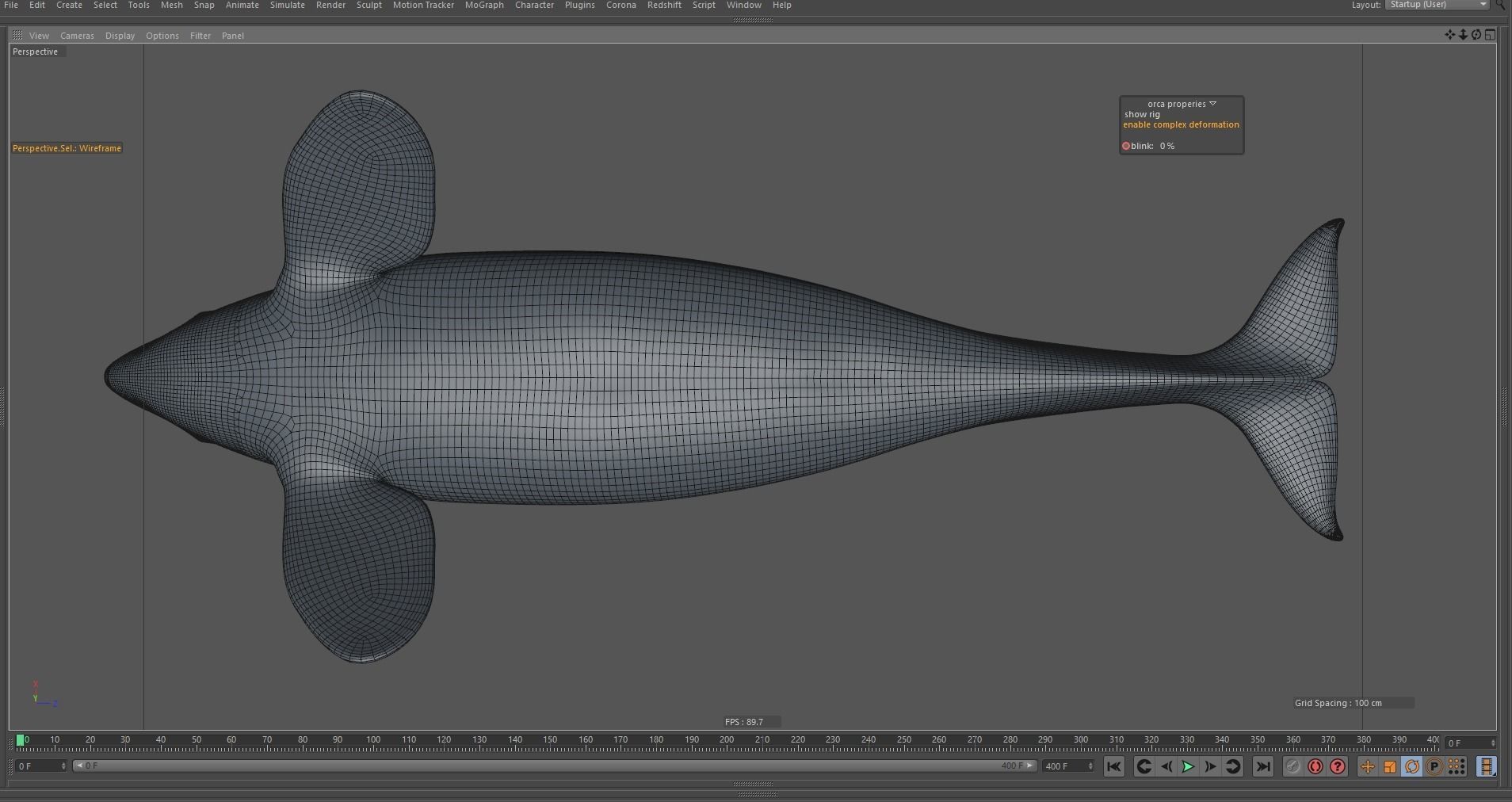 Killer whale rigged and animated for Cinema 4d Low-poly 3D model_19