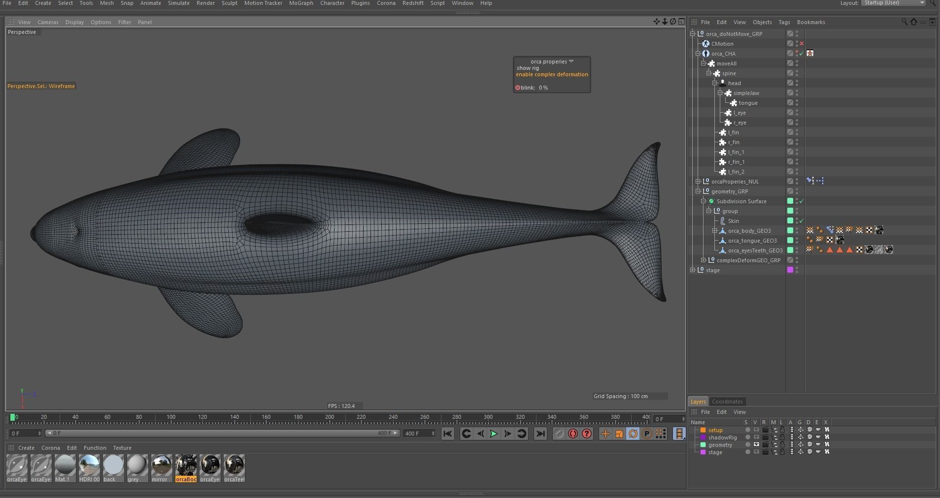 Killer whale rigged and animated for Cinema 4d Low-poly 3D model_20