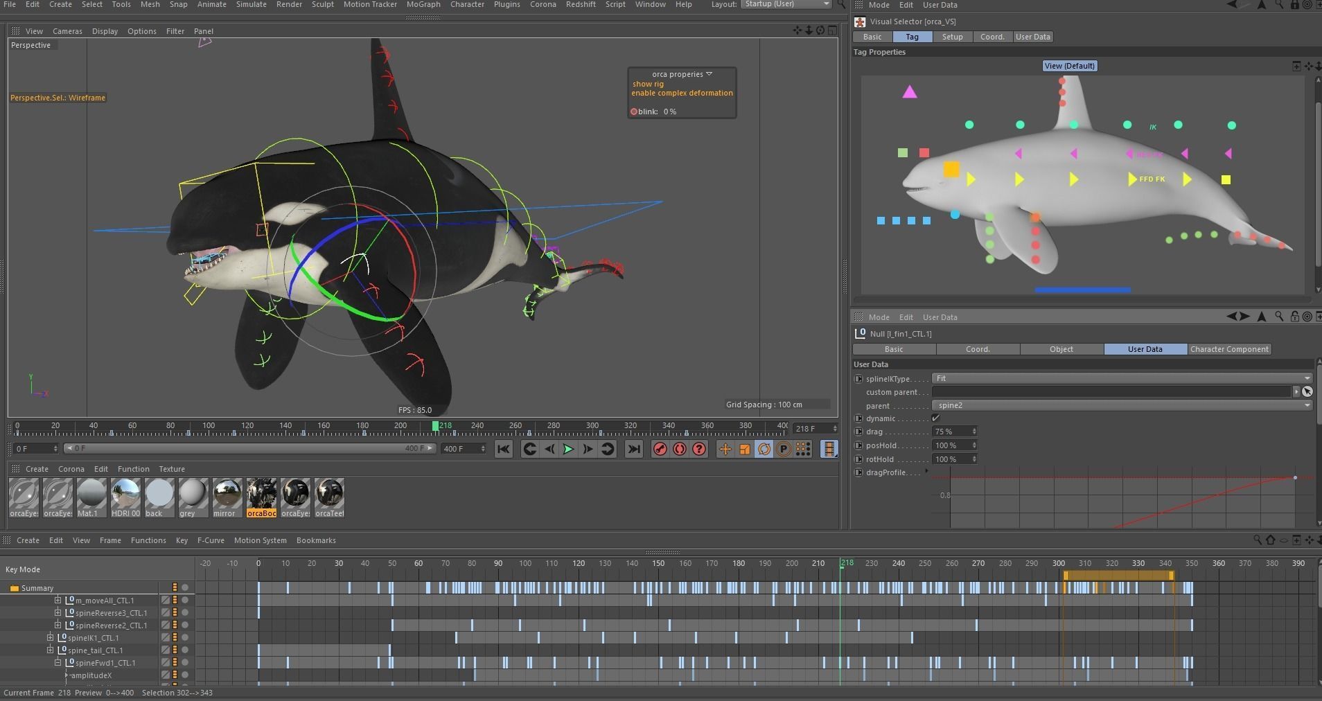 Killer whale rigged and animated for Cinema 4d Low-poly 3D model_15