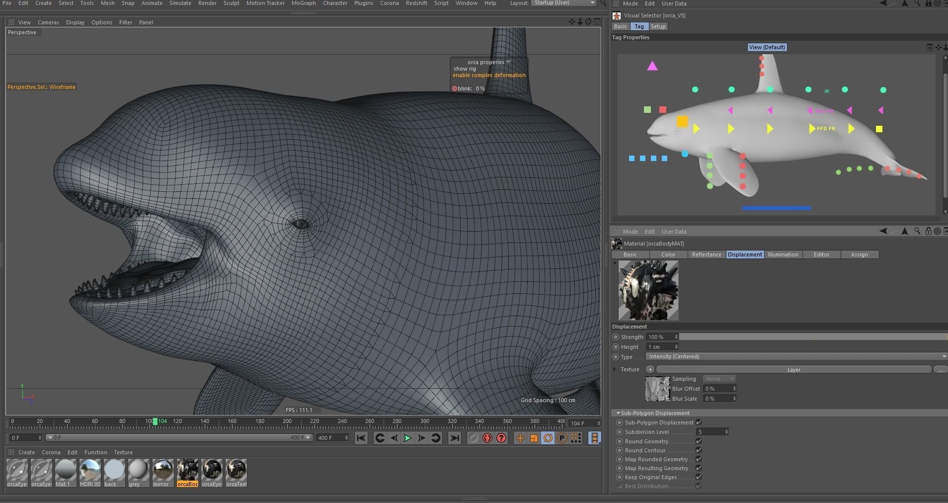 Killer whale rigged and animated for Cinema 4d Low-poly 3D model_23