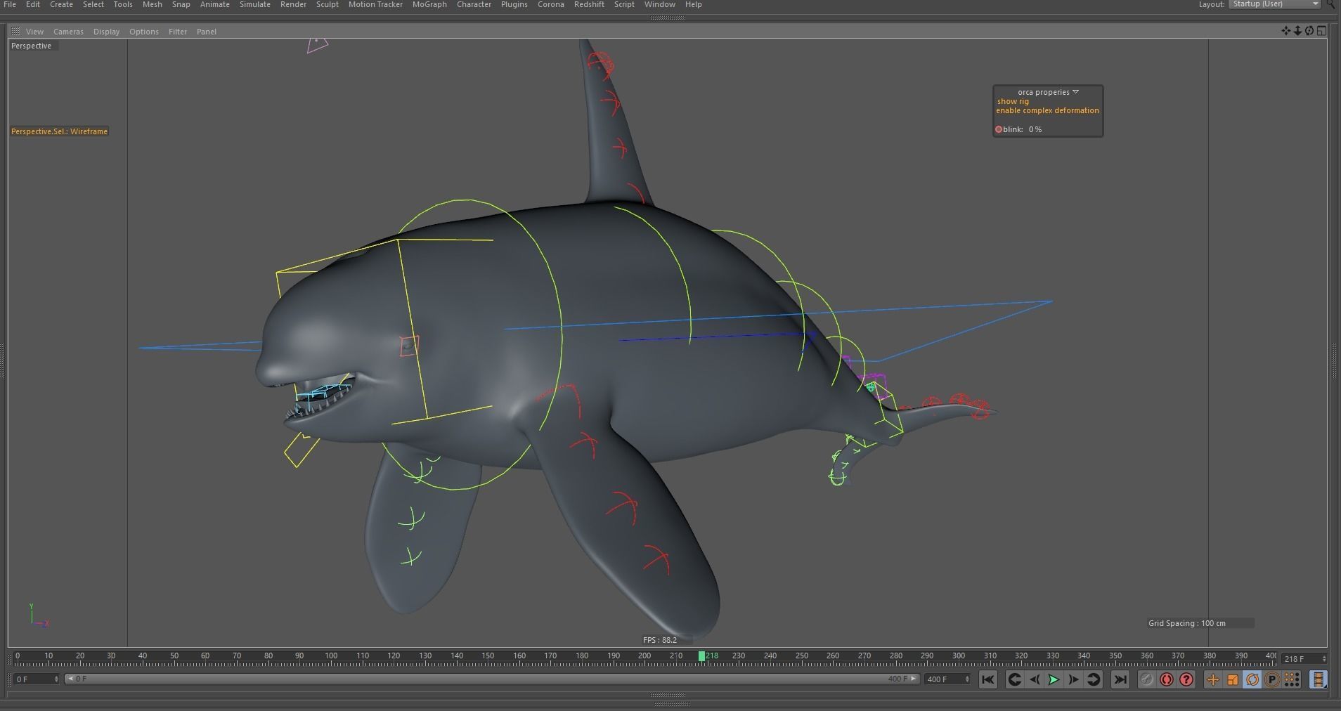 Killer whale rigged and animated for Cinema 4d Low-poly 3D model_17