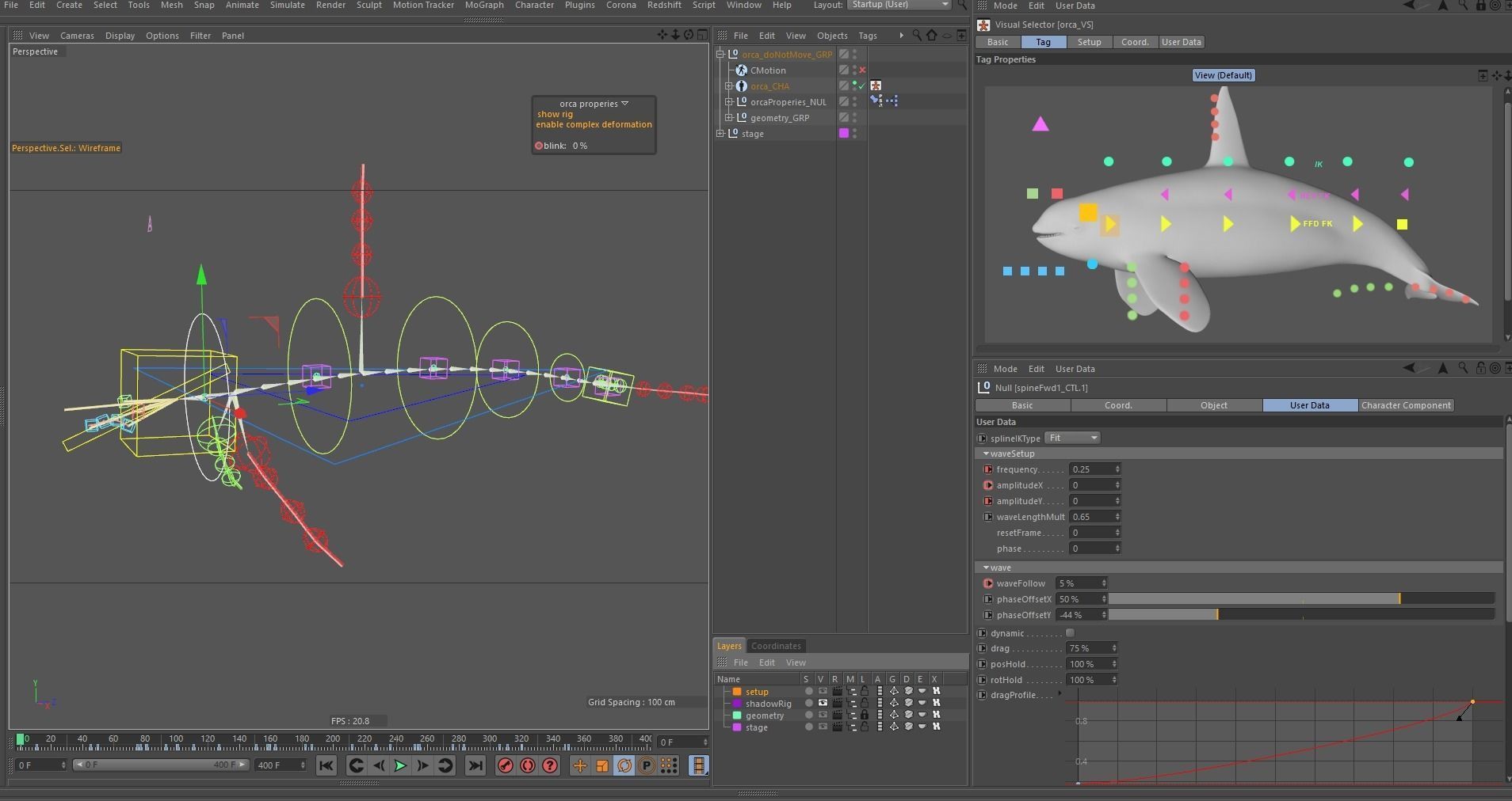 Killer whale rigged and animated for Cinema 4d Low-poly 3D model_26