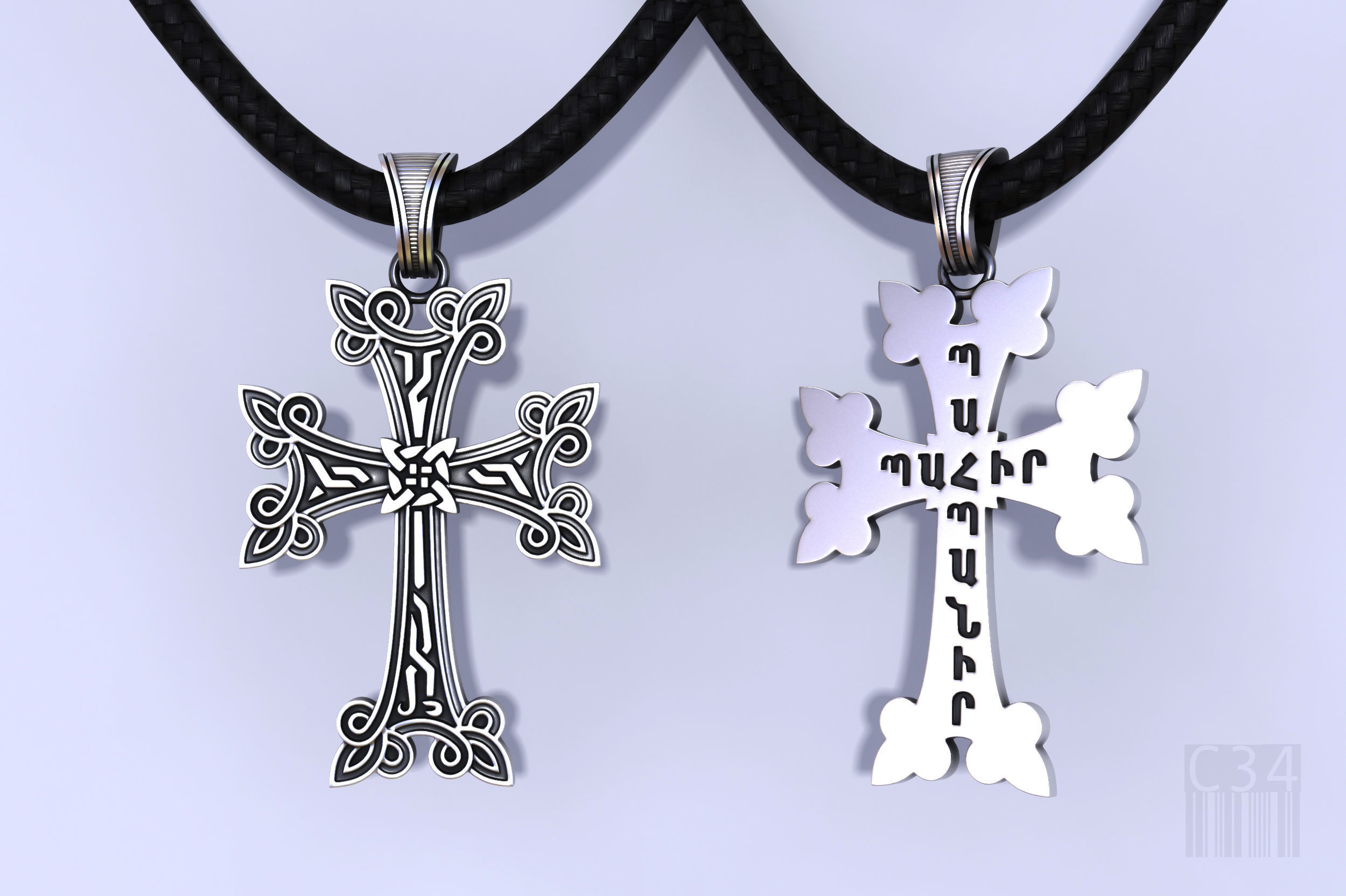 Khachkar Armenian cross with patterns 3D print model