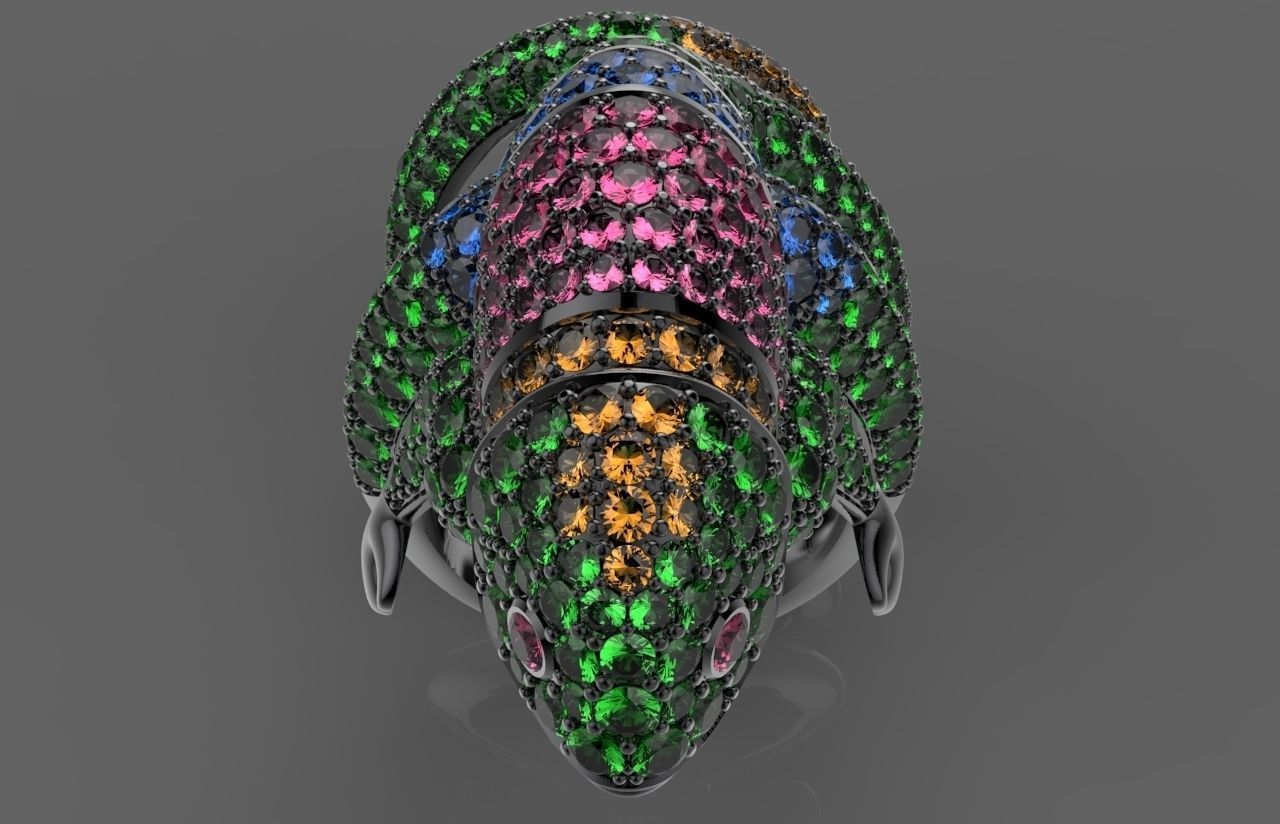 Copy ring chameleon Boucheron gold 3D print model_2