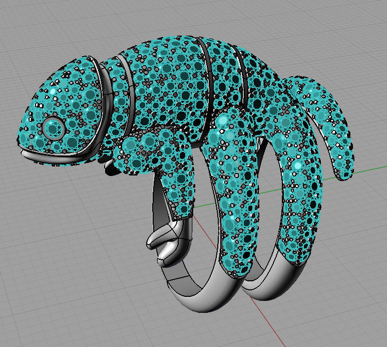 Copy ring chameleon Boucheron gold 3D print model_9