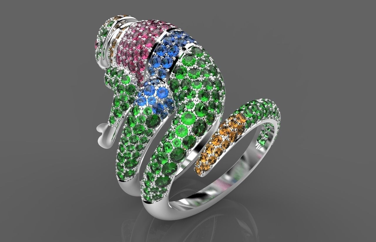 Copy ring chameleon Boucheron gold 3D print model_6